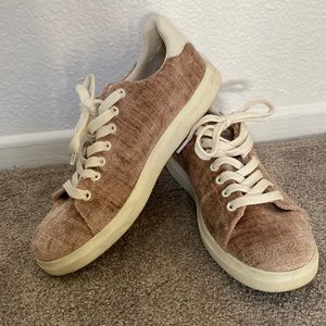 Tory Burch Pink Velvet Sneakers